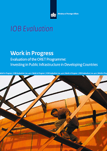 Cover of the IOB-report 'Work in Progress - Evaluation of the ORET Programme: Investing in Public Infrastructure in Developing Countries'.