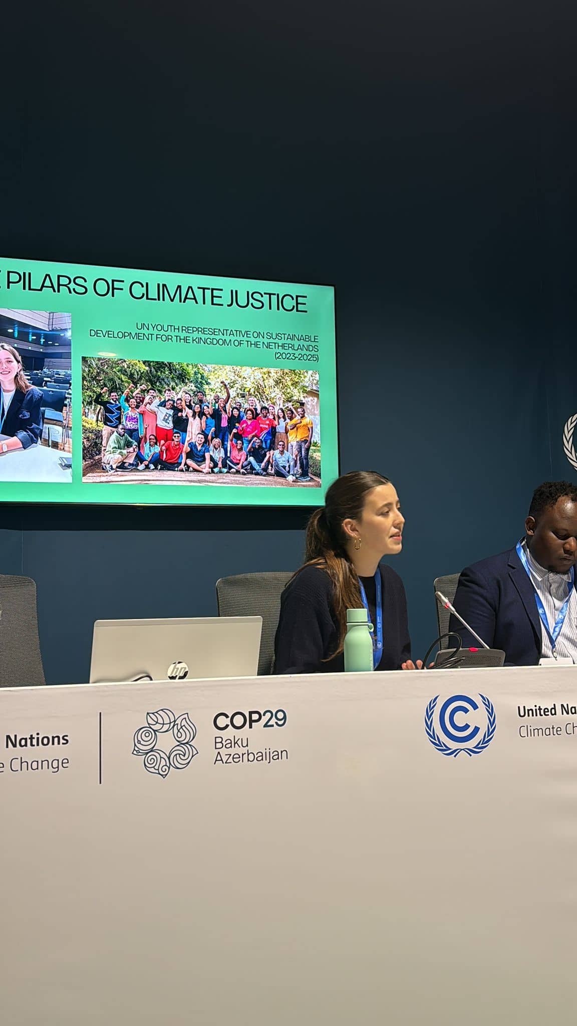 Youth representative Sarah Nasrawi speaks at COP29.