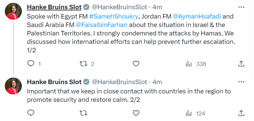 Message Hanke Bruin Slot on X about meeting with international partners