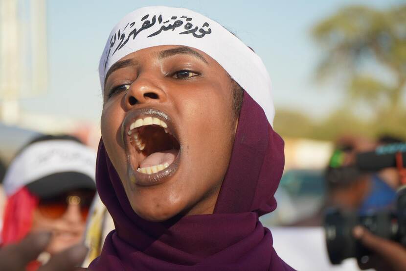 Demonstration for women's rights in Khartoum, Sudan (2019).